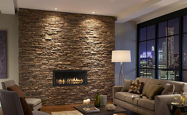 натуральный декоративный камень в интерьере